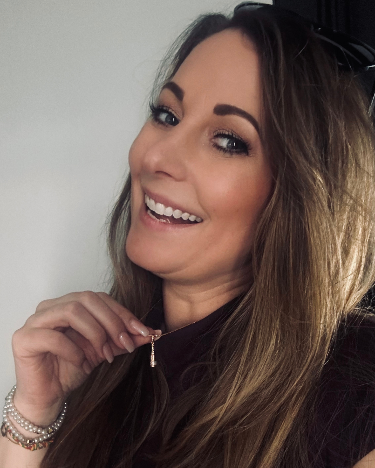 Zilver Champagne fles ketting met strass