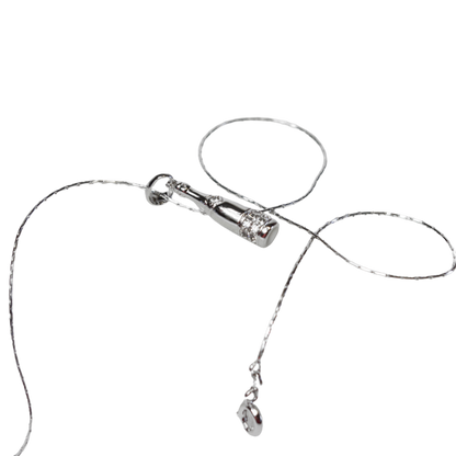 Zilver Champagne fles ketting met strass
